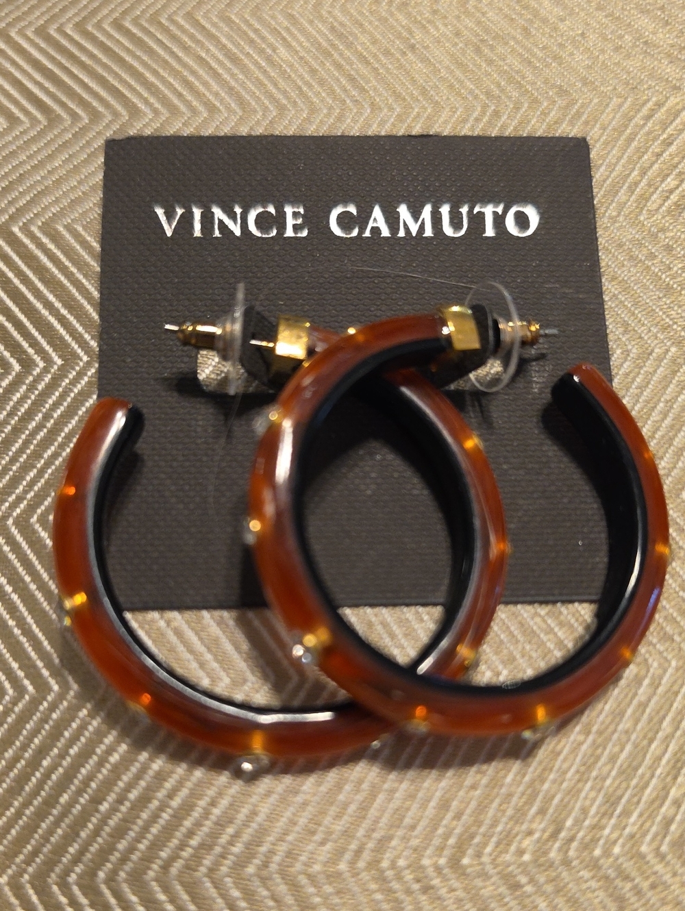 Vince Camuto Amber Tortoiseshell Hoop Earrings with Gold Accents